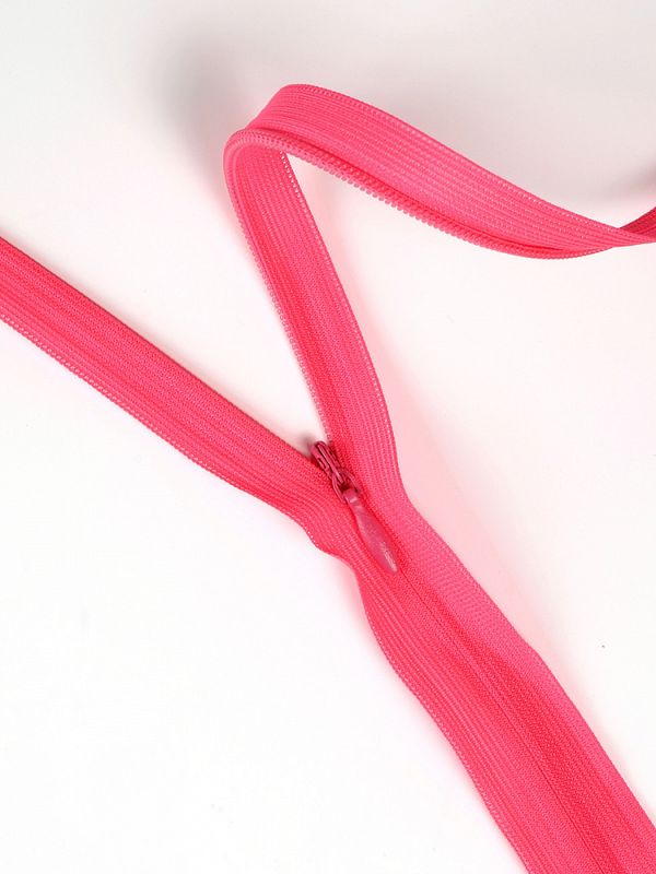 Молния потайная (скрытая) Т3 (3 мм) 1 зам., н/раз., 60 см, цв.F338 ярк. розовый, 50 шт, Mzip