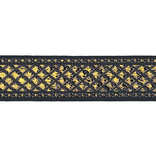 Лента (тесьма) жаккардовая 25.0 мм / 25±1 метров, черный/золото, Gamma TRJ-86