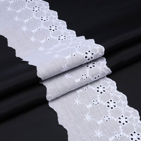 Кружево шитьё 90 мм / 13.72 м, 100% хлопок, белоснежный