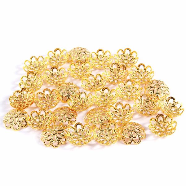 Шапочка для бусин, d-12 мм, 30 шт/уп, золото