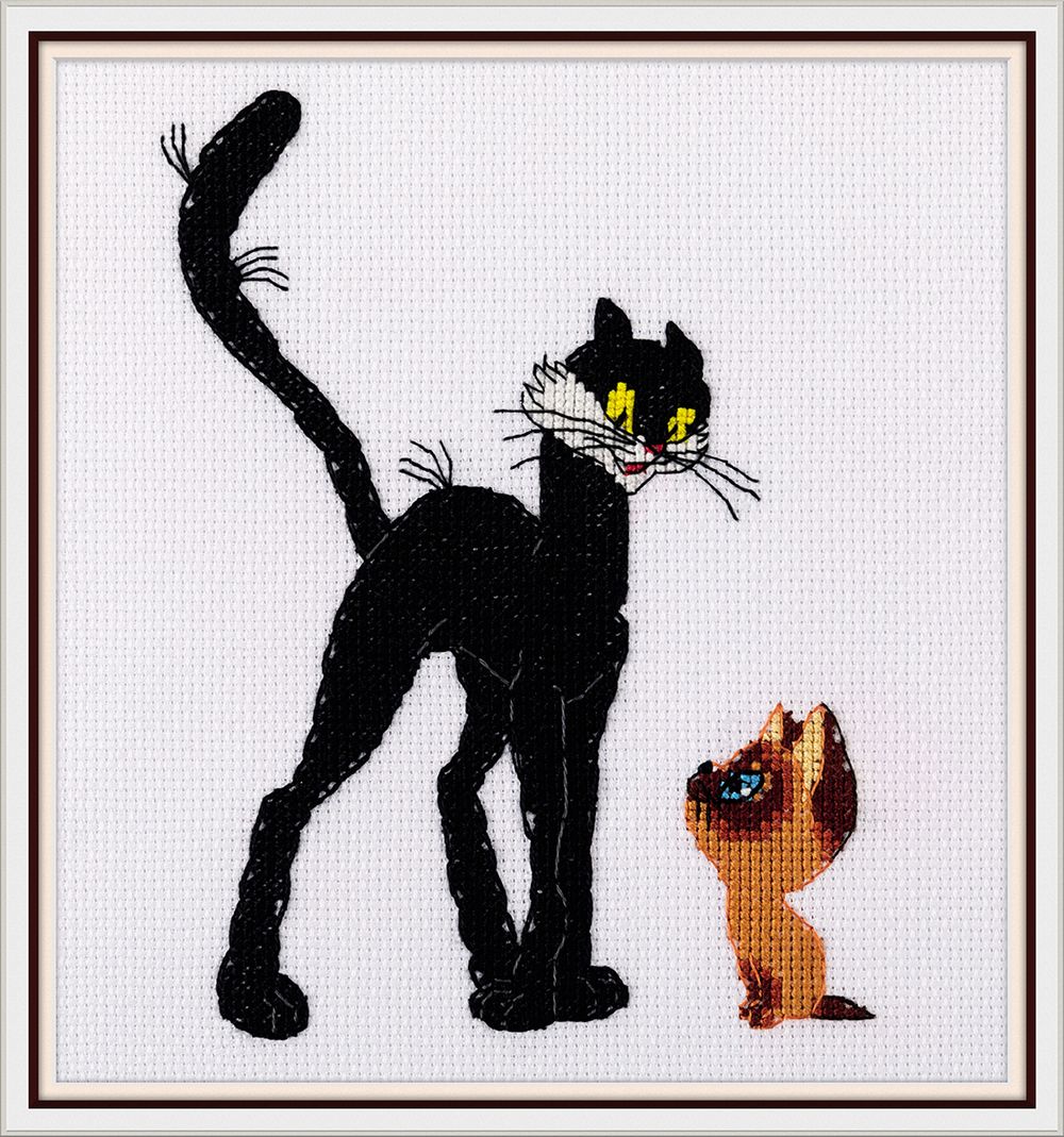 Набор для вышивания нитками Klart, Союзмультфильм. Черный кот и котенок Гав, 14х18 см