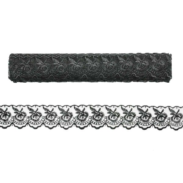 Кружево капроновое 45 мм / 13.71м 0574-2020, цв.черный