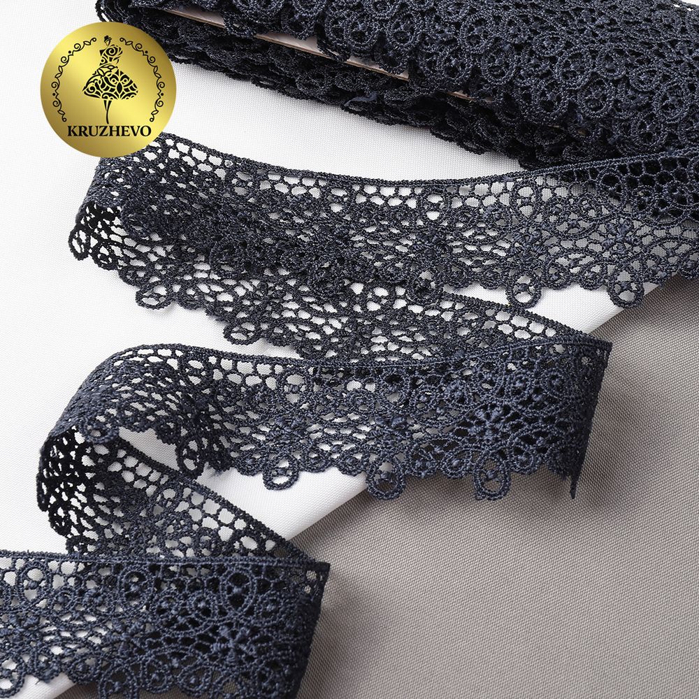 Кружево гипюр (плетёное) 45 мм / 13.71 метров, TBY.1188, цв.B4815 темно-синий