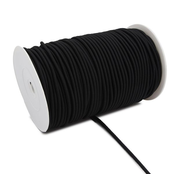 Резинка шляпная (шнур эластичный) ⌀4.0 мм / 100 метров, 14 черный