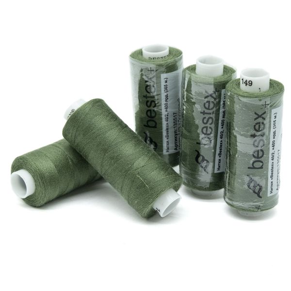 Нитки швейные бытовые Bestex 40/2, 365 м (400 ярд) / 10 кат., 149 темно-болотный
