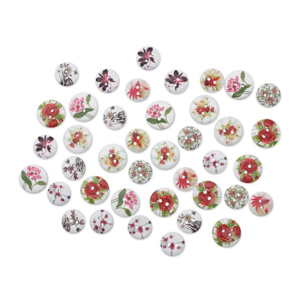 Украшения декоративные пуговицы деревянные Цветы №4, 15-18 мм, 100 шт