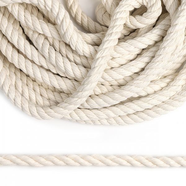 Шнур (канат) хлопковый крученый ⌀10.0 мм / 10 метров, молочный
