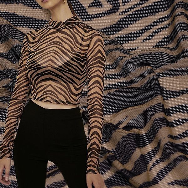 Сетка бельевая эластичная 100 г/м², шир.160 см / 3 метра, принт Зебра, цв.беж+черный /SZ025816.02/