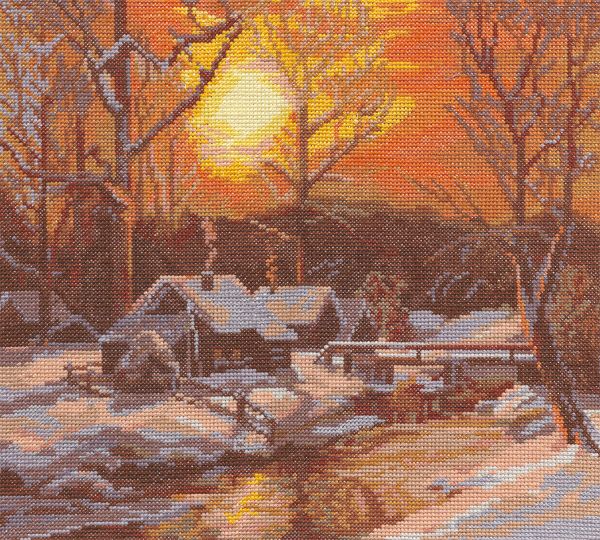 Набор для вышивания нитками Panna, Зимнее утро, 29х26 см