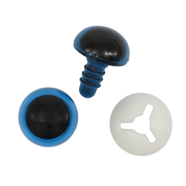 Глаза для кукол и игрушек пластиковые с фиксатором 16 мм, 24 шт в упак, голубой