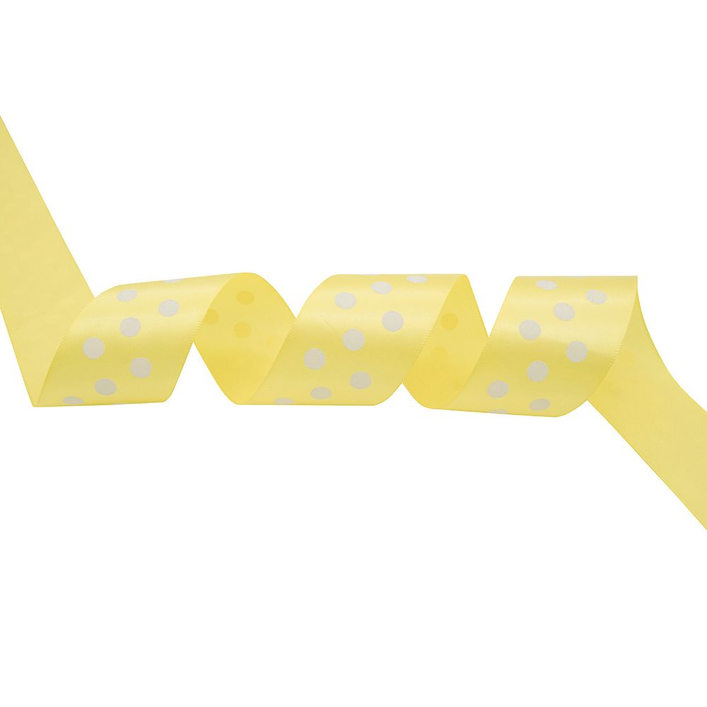 Лента атласная в горошек 45.0 мм / 22.5±1 метров, желтый, Globus