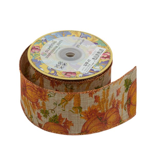 Лента декоративная 63 мм / 10±1 метров, 014 оранжевый, Blumentag LRW-47