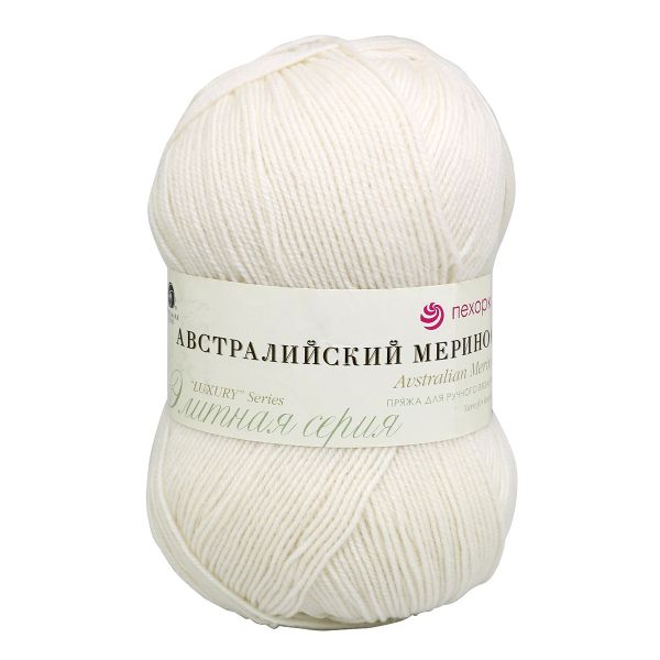Пряжа Пехорка Австралийский меринос / уп.5 мот. по 100 г, 400 м, 01 белый
