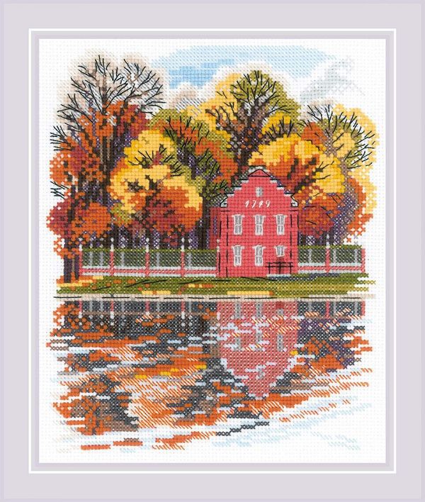 Набор для вышивания нитками Риолис, Усадьба Кусково, Голландский домик 18х22 см