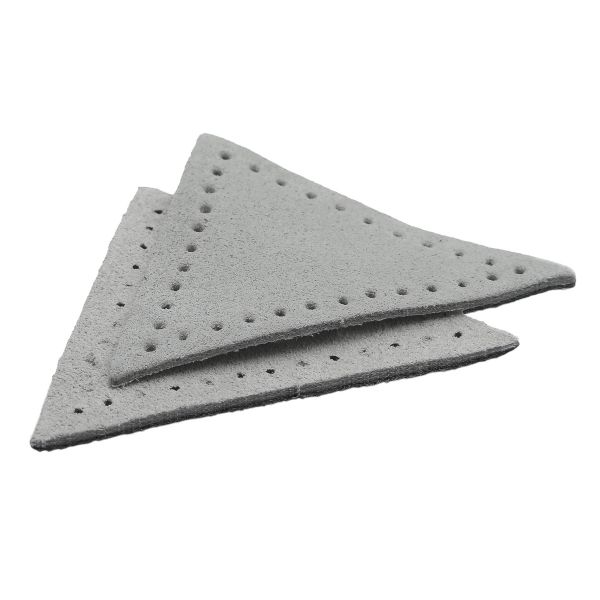 Заплатки пришивные из замши, треугольник равнобедр., стор.5см, с перфорацией, 2 шт, 100%кожа, 25 серо-белый, 59901