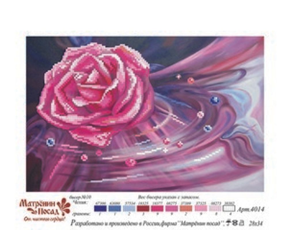 Рисунок на шелке Матренин Посад 28х34 - 4014 Розовый водоворот