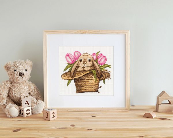 Набор для вышивания нитками Klart, Зайка в шляпе, 15.5x17 см