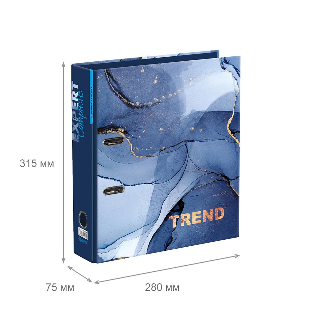 Регистратор ламинированный Marbling 75 мм, 10 шт, Trend A4 арочный механизм, серый EC751705, Expert Complete