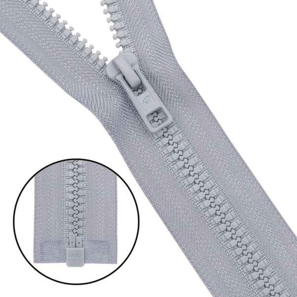 Молния трактор Arta Т6 (6 мм) 1 зам., разъем., 45 см, (2076), A361 св.серый, НОВЫЙ МАТОВЫЙ ЗАМОК, уп.50 штук