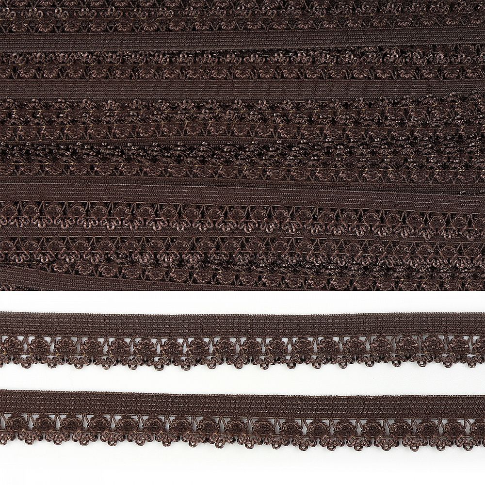 Резинка бельевая (ажурная) 12 мм / 100 метров, F304 шоколадно-коричневый