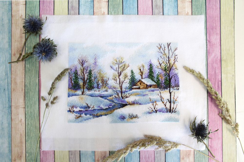 Набор для вышивания нитками МП Студия, Начало весны, 15х20 см