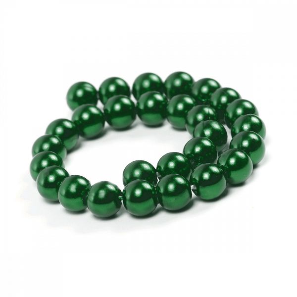 Бусины пластик (перламутр) ⌀8 мм, цв. 035 изумруд, 50 гр. (213 шт), Magic4Hobby