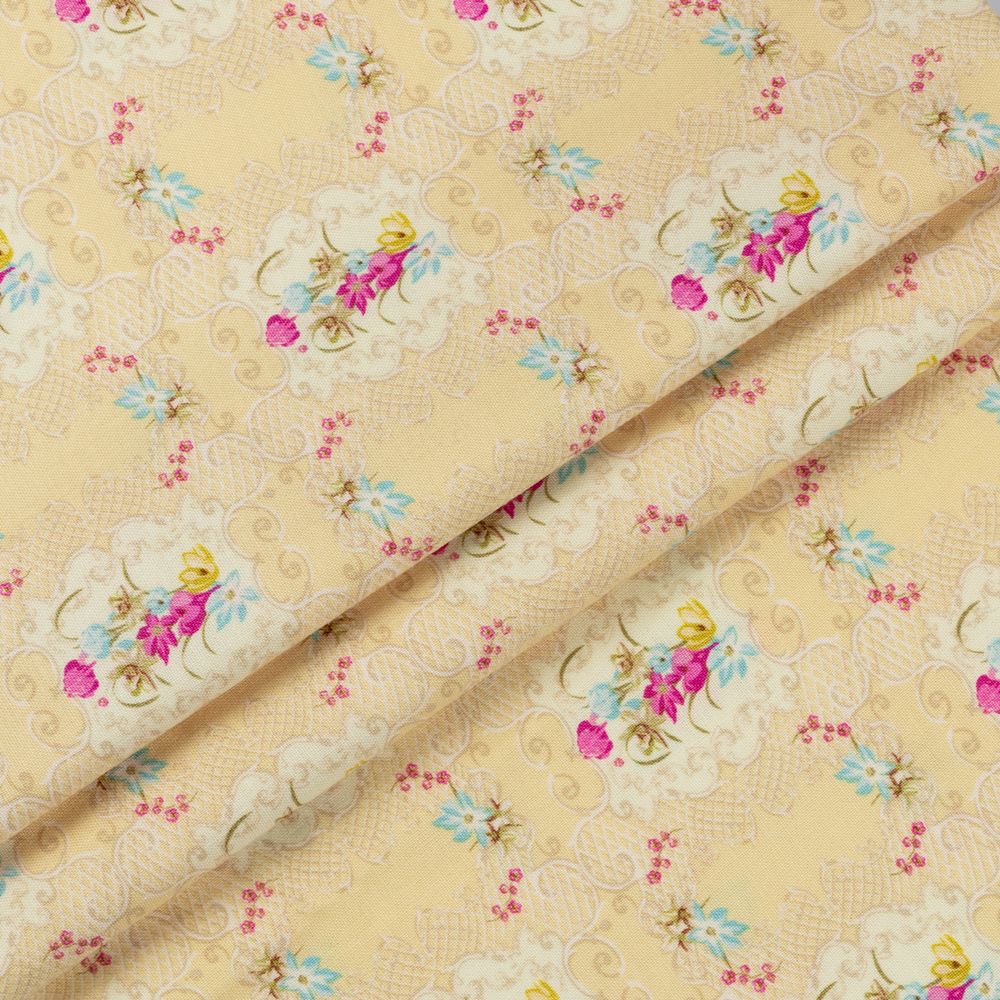 Ткань для пэчворка Peppy Весенний этюд, рулон 112 см / 5 метров, ВЭ-07 желтый, Peppy