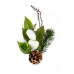 Веточка декоративная хвойная с шишкой и ягодами 34 см, 3 шт, 01, Blumentag