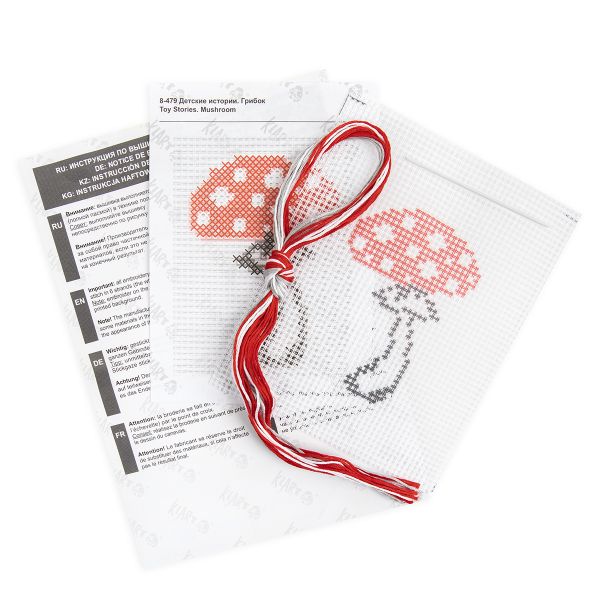 Набор для вышивания нитками Klart, Детские истории. Грибок, 9х12 см