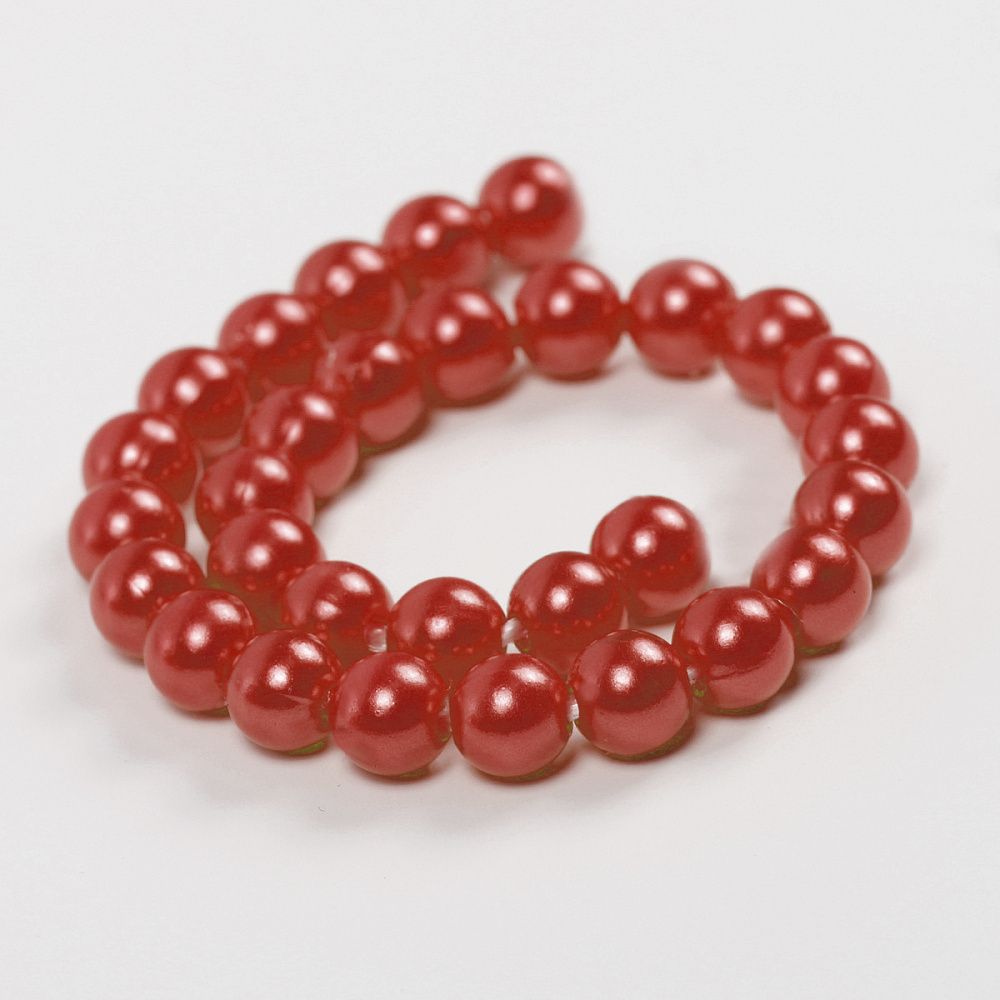 Бусины пластик (перламутр) ⌀8 мм, цв.058 красный уп.50г (213 шт), Magic4Hobby