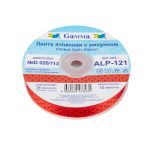 Лента атласная с рисунком 12.0 мм / 22.8 метров, D 026/113 красный/черный, Gamma ALP-121