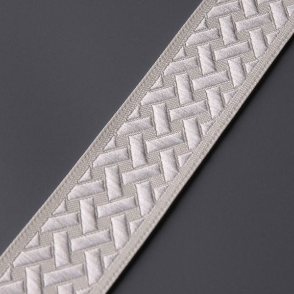 Лента (тесьма) жаккардовая 35.0 мм / 10±0.5 метров, бордюр Плетеный орнамент 35274 V1 белый