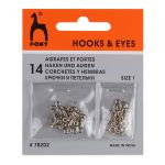 Крючки пришивные 9 мм, никель, серебристые, 14 шт, Pony