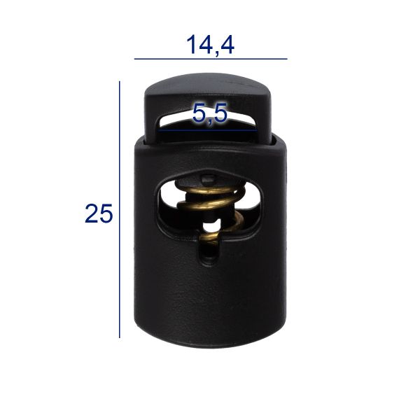 Фиксатор (зажим) для шнура пластик 1 отв., ⌀5.5 мм, 24 шт, №01 черный, Micron A 2297L