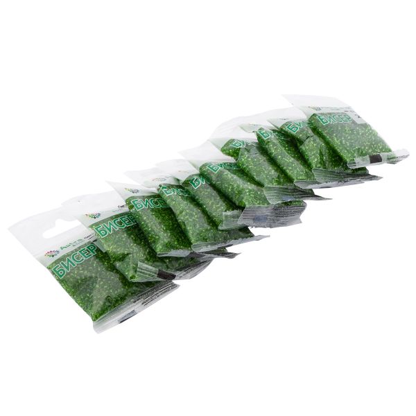 Бисер Astra&Craft 11/0 (2.1 мм), 200 г (10х20 г), цв. 25А травяной/прозрачный