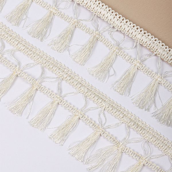 Бахрома отделочная 70.0 мм / 10 метров, 6154-0419, с кисточками, цв.6343 молочный