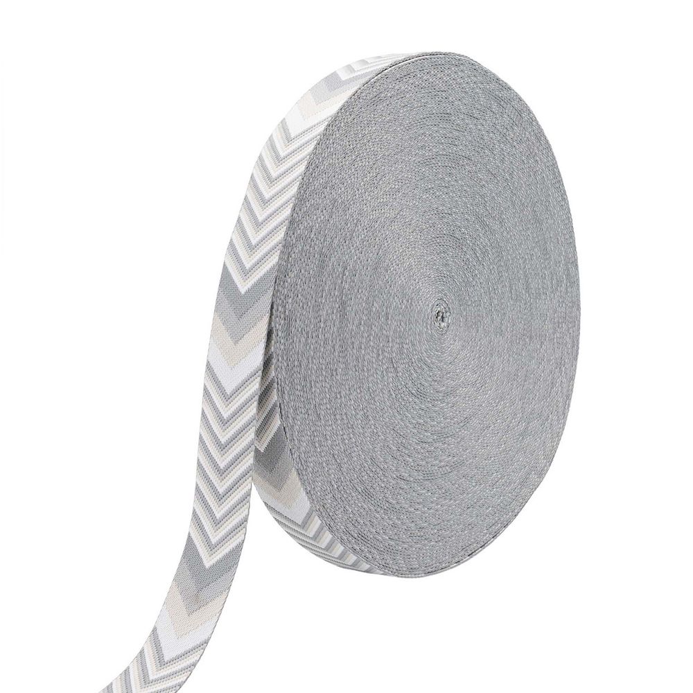 Стропа (ременная лента) 38 мм / 45.72 метра, [38.82 г/пог.м], с принтом 2-сторонняя, D144 серый/белый, 3Al354