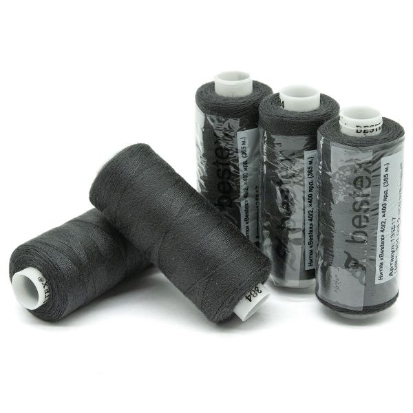 Нитки швейные бытовые Bestex 40/2, 365 м (400 ярд) / 10 кат., 384 серо-асфальтовый