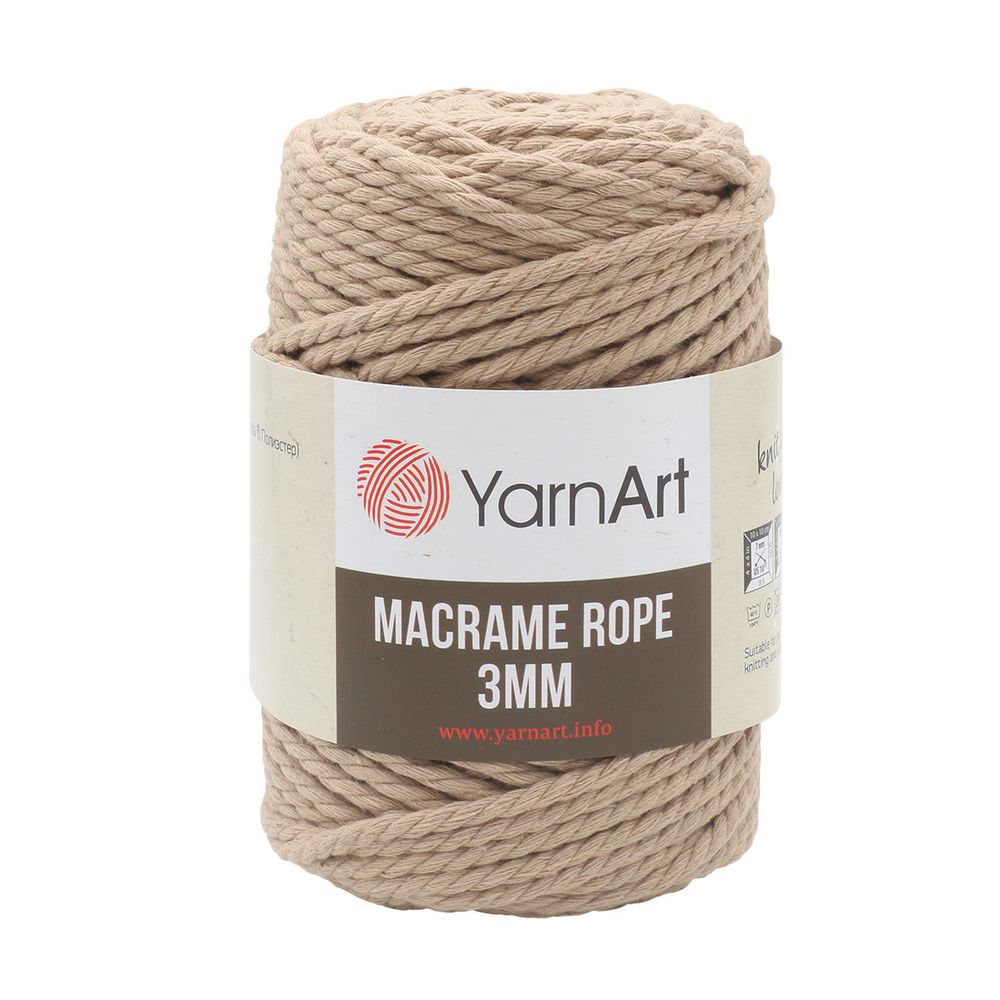 Пряжа YarnArt (ЯрнАрт) Macrame Rope 3мм / уп.4 мот. по 250 г, 63м, 768 кофе с молоком