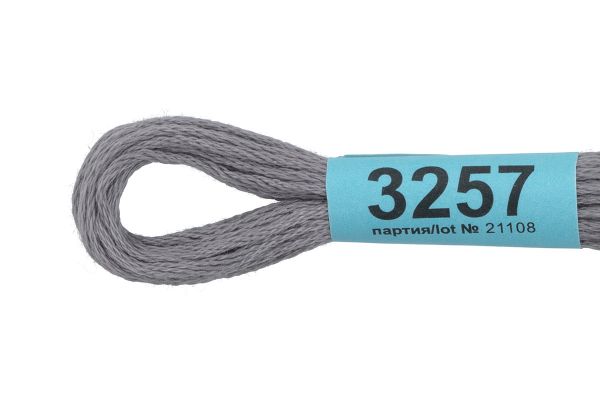 Мулине Gamma 100% хлопок, цв.3257 серый, 24 мотка по 8 метров