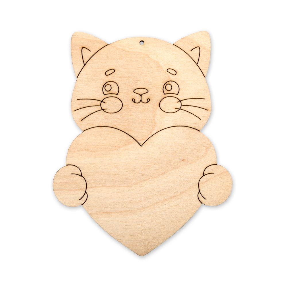 Заготовка из фанеры Подвеска Котенок с сердцем, ВД-1083 Mr.Carving