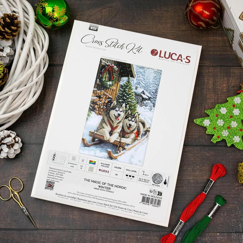 Набор для вышивания нитками Luca-S B722, Волшебство Северной зимы 32х48см