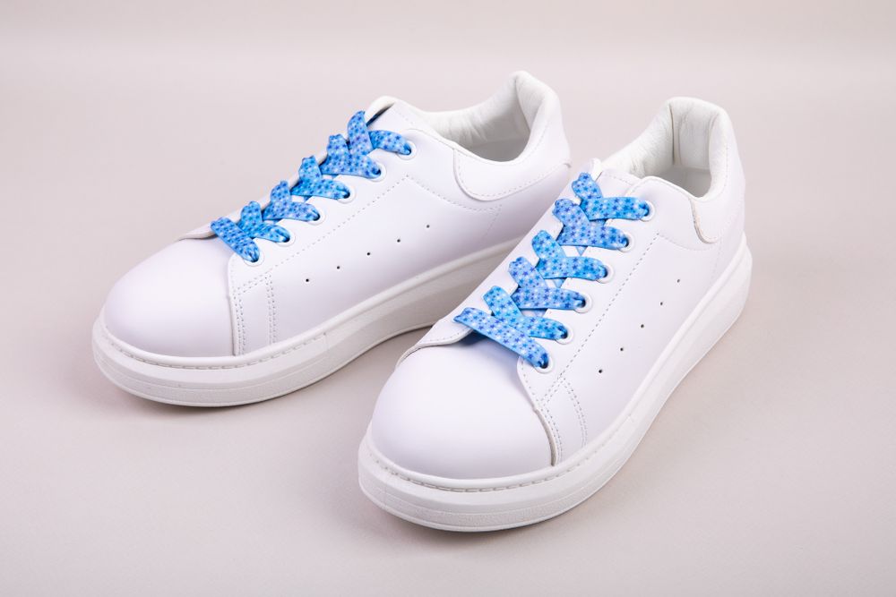 Шнурки 10 мм, 120 см, 1 пар(a), №03 голубой (звезды бело-синие), Gamma SHL-01/01