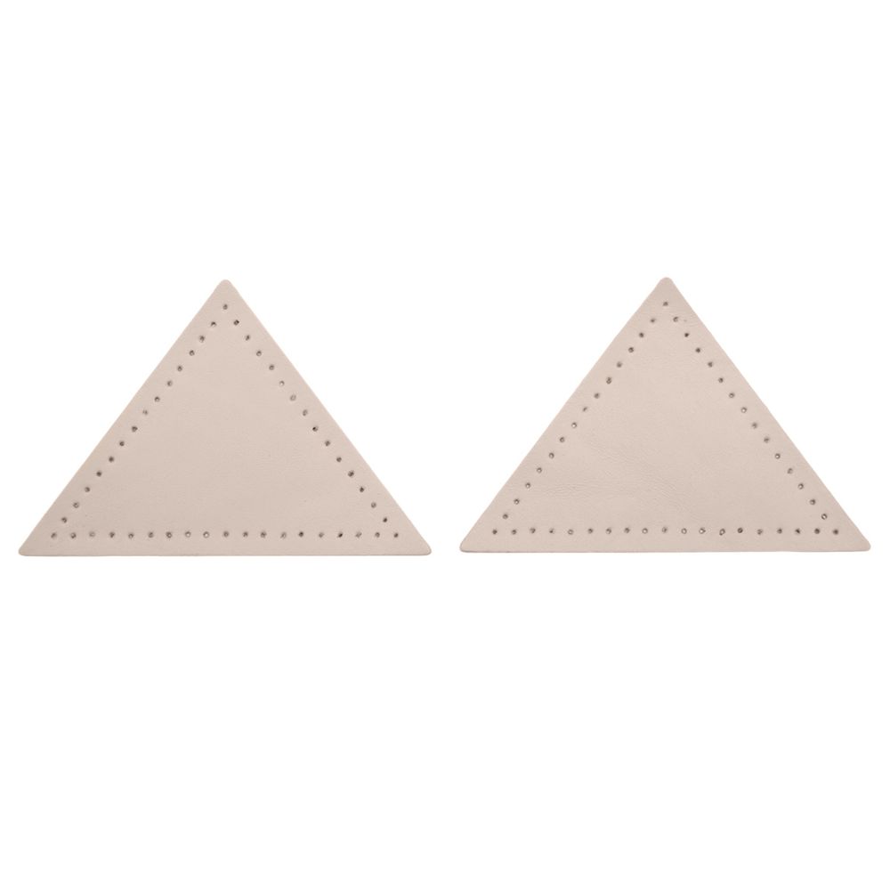 Заплатки пришивные из кожи, треугольник равнобедр., стор. 8см, с перфорацией, 2 шт, 100% кожа, 06 бежевый, 9903
