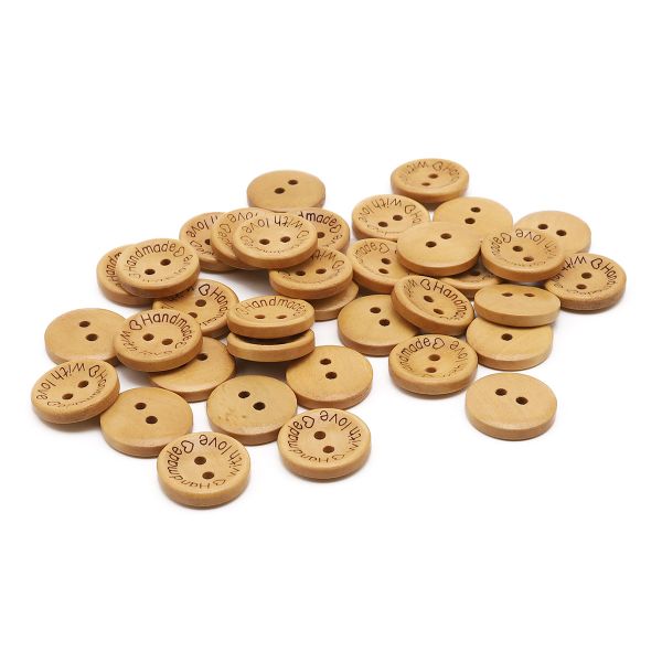 Пуговицы на 2 прокола Handmade with love 28L (18мм), дерево (Yellow (желтый)), W22, 36 шт