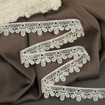 Кружево гипюр (плетёное) 25 мм, диз.2504 цв.F102 молочный уп.13.71м, Kruzhevo