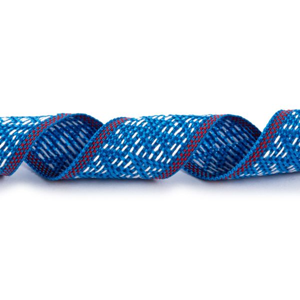 Лента (тесьма) жаккардовая 30.0 мм / 25±1 метров, Орнамент для северных народов, рис 9862 №3 син/бел/красный, Gamma C3881