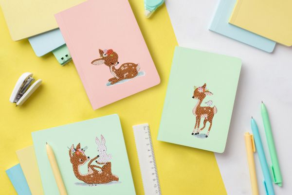 Алмазная (кристальная) мозаика Фрея, наклейки Оленята, 10х9 см