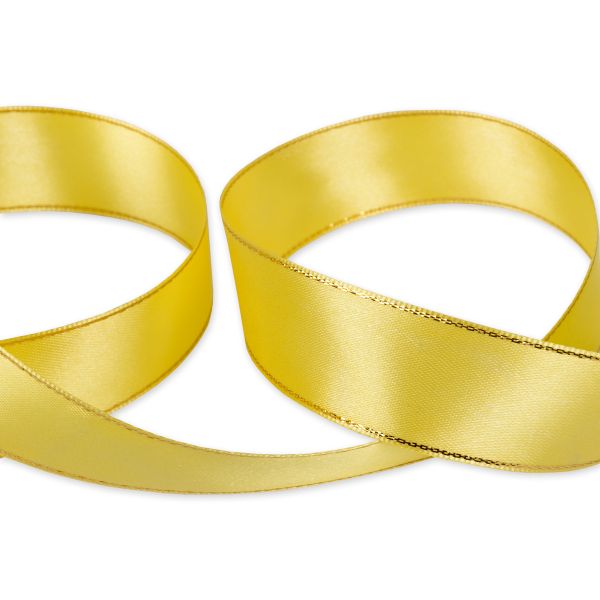 Лента атласная 2-сторонняя с метанитью 25.0 мм / 33±2 метра, 015 желтый/золото, Gamma AL-25M