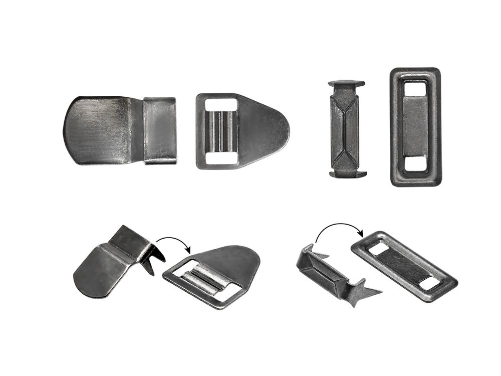 Крючки брючные (юбочные) BRF10-207 металл 10 мм, установочные, черный никель, 4 шипа, 1 000 комплектов, Брючникофф